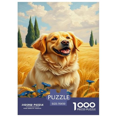 Goldener Retriever Puzzle 1000-teilige Schwer Puzzle Spielzeug Pädagogisches Spiel Impossible Herausforderungsspielzeug Für Erwachsene Und Kinder Ab 12 Jahren 70x50cm/1000pcs von JLZBXCUER
