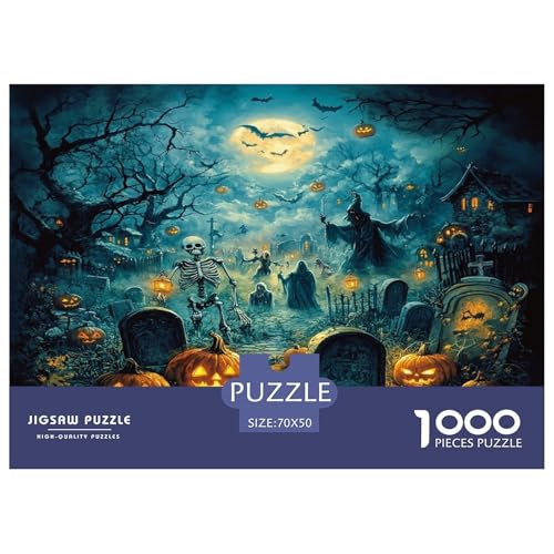 Halloween Dorf Puzzle 1000 Teile Schwer Puzzle Spielzeug Pädagogisches Spiel Impossible Herausforderungsspielzeug Für Erwachsene Kinder 70x50cm/1000pcs von JLZBXCUER