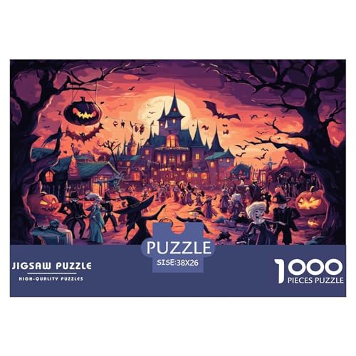 Halloween Dorf Puzzle 1000-teilige Schwer Puzzle Spielzeug Lernspiel Impossible Herausforderung Spielzeug Für Erwachsene Und Kinder Ab 14 Jahren 38x26cm/1000pcs von JLZBXCUER