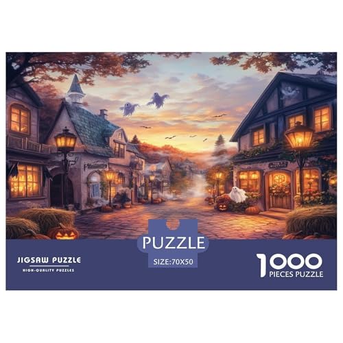 Halloween Dorf Puzzle 1000-teilige Schwer Puzzle Spielzeug Lernspiel Impossible Herausforderungsspielzeug Für Erwachsene Und Kinder Ab 12 Jahren 70x50cm/1000pcs von JLZBXCUER