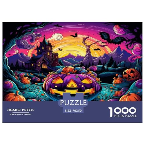 Halloween Kürbis Puzzle 1000-teilige Schwer Puzzle Spielzeug Lernspiel Impossible Herausforderungsspielzeug Für Erwachsene Kinder 70x50cm/1000pcs von JLZBXCUER