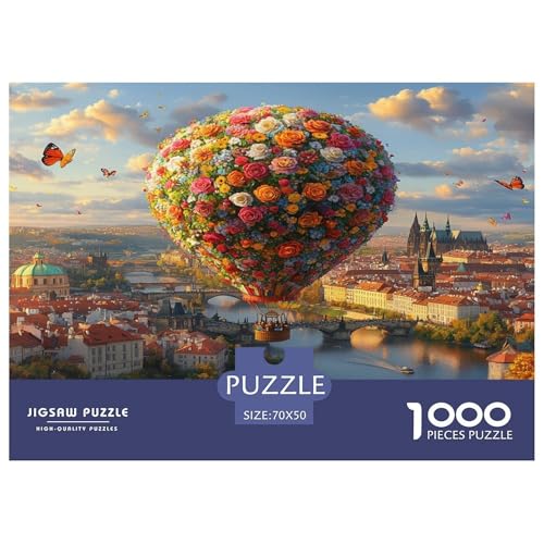 Heißluftballon Puzzle 1000 Teile Schwer Puzzle Spielzeug Lernspiel Impossible Herausforderung Spielzeug Für Erwachsene Kinder 70x50cm/1000pcs von JLZBXCUER