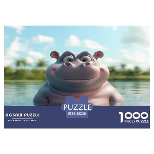 Hippo Puzzle 1000 Teile Schwer Puzzle Spielzeug Pädagogisches Spiel Impossible Herausforderungsspielzeug Für Erwachsene Und Kinder Ab 12 Jahren 38x26cm/1000pcs von JLZBXCUER