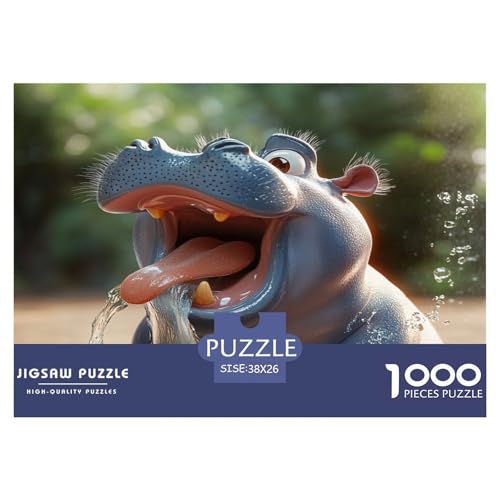 Hippo Puzzle 1000-teilige Schwer Puzzle Spielzeug Lernspiel Impossible Herausforderungsspielzeug Für Erwachsene Kinder 38x26cm/1000pcs von JLZBXCUER