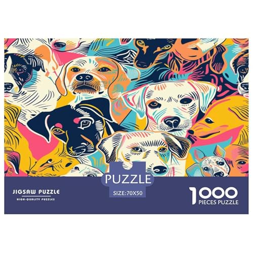 Hund4 Puzzle 1000 Teile Schwer Puzzle Spielzeug Pädagogisches Spiel Impossible Herausforderungsspielzeug Für Erwachsene Kinder 70x50cm/1000pcs von JLZBXCUER