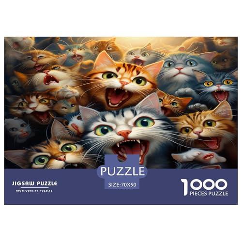 Katze Puzzle 1000 Teile Schwer Puzzle Spielzeug Lernspiel Impossible Herausforderungsspielzeug Für Erwachsene Kinder 70x50cm/1000pcs von JLZBXCUER