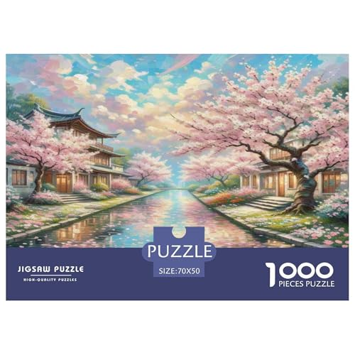 Kirschblüte Puzzles 1000-teilige Schwer Puzzle Spielzeug Lernspiel Impossible Herausforderungsspielzeug Für Erwachsene Kinder 70x50cm/1000pcs von JLZBXCUER