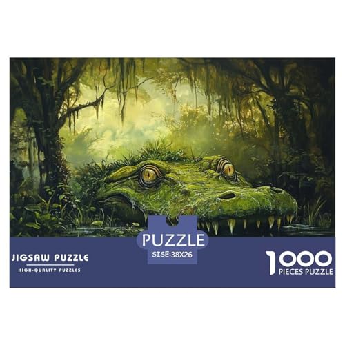 Krokodil Puzzle 1000 Teile Schwer Puzzle Spielzeug Lernspiel Impossible Herausforderung Spielzeug Für Erwachsene Kinder 38x26cm/1000pcs von JLZBXCUER