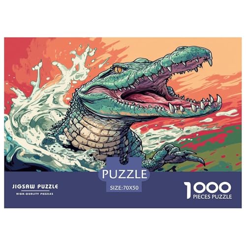 Krokodil Puzzle 1000 Teile Schwer Puzzle Spielzeug Lernspiel Impossible Herausforderungsspielzeug Für Erwachsene Kinder 70x50cm/1000pcs von JLZBXCUER