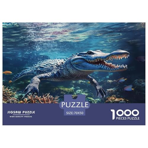 Krokodil Puzzle 1000 Teile Schwer Puzzle Spielzeug Pädagogisches Spiel Impossible Herausforderungsspielzeug Für Erwachsene Kinder 70x50cm/1000pcs von JLZBXCUER