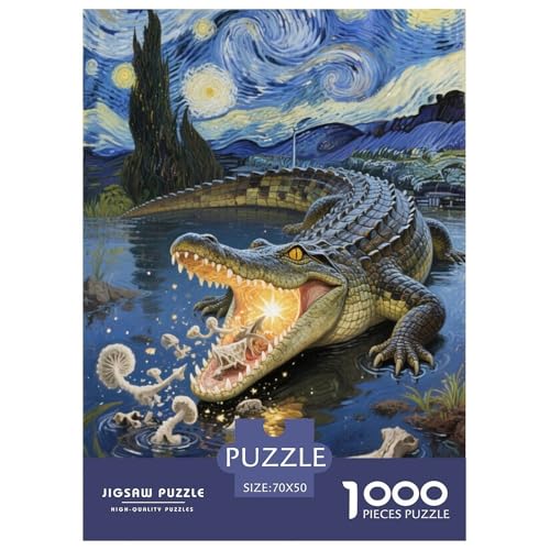 Krokodil Puzzle 1000-teilige Schwer Puzzle Spielzeug Lernspiel Impossible Herausforderung Spielzeug Für Erwachsene Kinder 70x50cm/1000pcs von JLZBXCUER