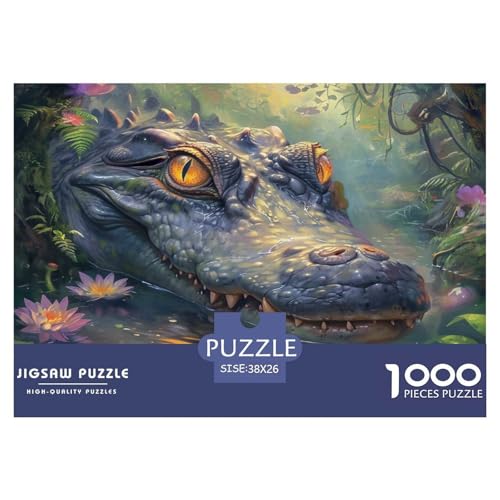 Krokodil Puzzles 1000 Teile Schwer Puzzle Spielzeug Lernspiel Impossible Herausforderung Spielzeug Für Erwachsene Kinder 38x26cm/1000pcs von JLZBXCUER