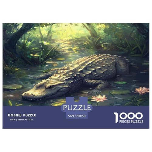 Krokodil Puzzles 1000-teilige Schwer Puzzle Spielzeug Lernspiel Impossible Herausforderungsspielzeug Für Erwachsene Kinder 70x50cm/1000pcs von JLZBXCUER