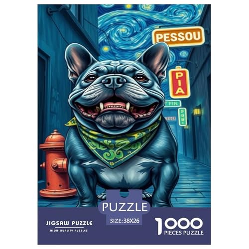 Kühle Bulldog Puzzle 1000-teilige Schwer Puzzle Spielzeug Lernspiel Impossible Herausforderung Spielzeug Für Erwachsene Kinder 38x26cm/1000pcs von JLZBXCUER