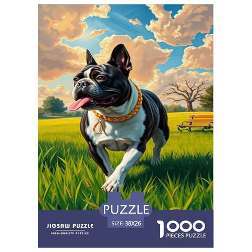 Kühle Bulldog Puzzle 1000-teilige Schwer Puzzle Spielzeug Lernspiel Impossible Herausforderung Spielzeug Für Erwachsene Und Kinder Ab 14 Jahren 38x26cm/1000pcs von JLZBXCUER