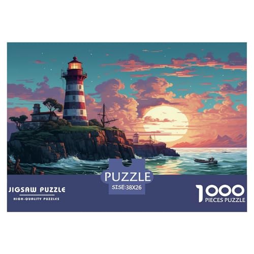 Küstenleuchttürme Puzzle 1000 Teile Schwer Puzzle Spielzeug Lernspiel Impossible Herausforderung Spielzeug Für Erwachsene Kinder 38x26cm/1000pcs von JLZBXCUER