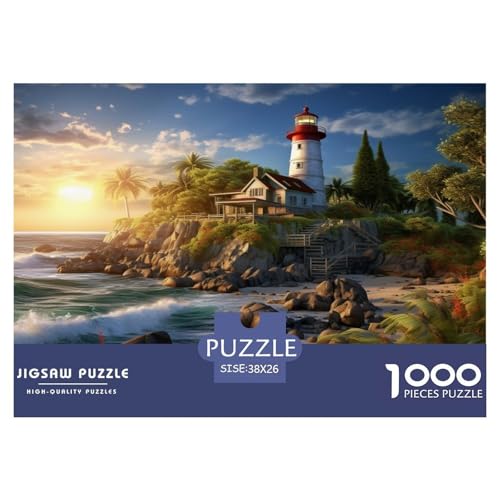 Küstenleuchttürme Puzzle 1000-teilige Schwer Puzzle Spielzeug Lernspiel Impossible Herausforderungsspielzeug Für Erwachsene Kinder 38x26cm/1000pcs von JLZBXCUER