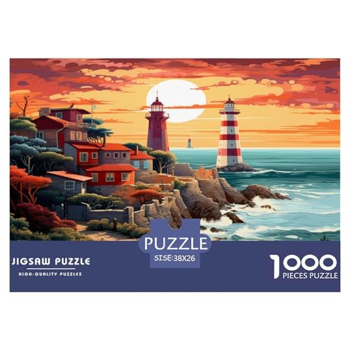 Küstenleuchttürme Puzzle 1000-teilige Schwer Puzzle Spielzeug Pädagogisches Spiel Impossible Herausforderungsspielzeug Für Erwachsene Kinder 38x26cm/1000pcs von JLZBXCUER