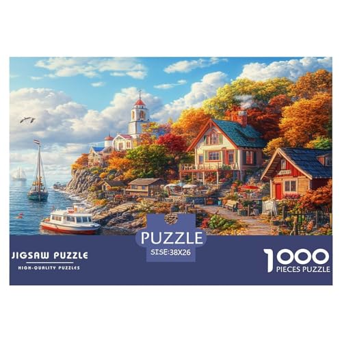 Küstenleuchtturm Puzzle 1000-teilige Schwer Puzzle Spielzeug Lernspiel Impossible Herausforderung Spielzeug Für Erwachsene Kinder 38x26cm/1000pcs von JLZBXCUER