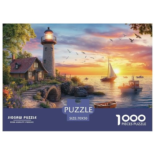 Küstenleuchtturm Puzzles 1000 Teile Schwer Puzzle Spielzeug Lernspiel Impossible Herausforderungsspielzeug Für Erwachsene Kinder 70x50cm/1000pcs von JLZBXCUER