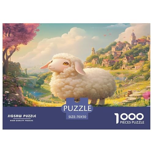 Lamm Puzzle 1000-teilige Schwer Puzzle Spielzeug Lernspiel Impossible Herausforderungsspielzeug Für Erwachsene Kinder 70x50cm/1000pcs von JLZBXCUER