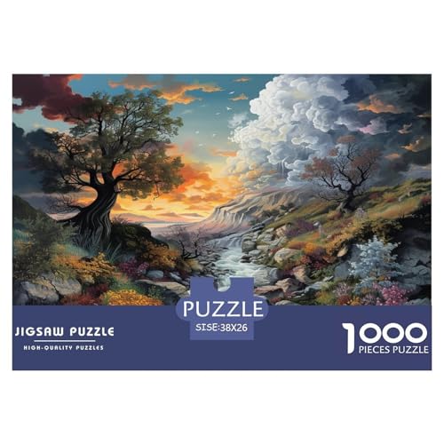 Landschaftsmalerie Puzzle 1000 Teile Schwer Puzzle Spielzeug Lernspiel Impossible Herausforderungsspielzeug Für Erwachsene Und Kinder Ab 12 Jahren 38x26cm/1000pcs von JLZBXCUER