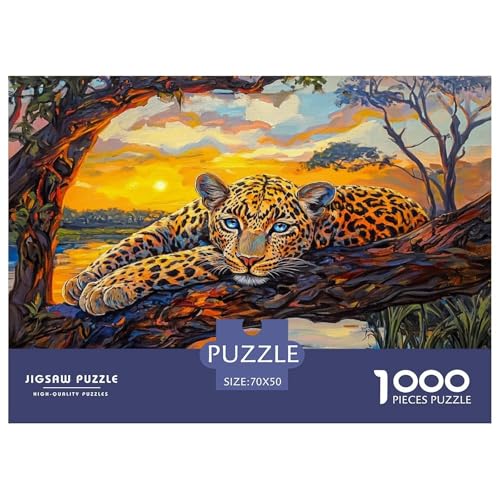 Leopard Puzzle 1000 Teile Schwer Puzzle Spielzeug Pädagogisches Spiel Impossible Herausforderungsspielzeug Für Erwachsene Und Kinder Ab 12 Jahren 70x50cm/1000pcs von JLZBXCUER