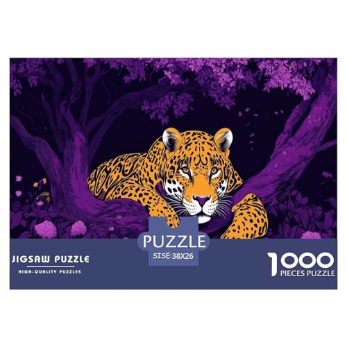 Leopard Puzzles 1000 Teile Schwer Puzzle Spielzeug Pädagogisches Spiel Impossible Herausforderungsspielzeug Für Erwachsene Kinder 38x26cm/1000pcs von JLZBXCUER