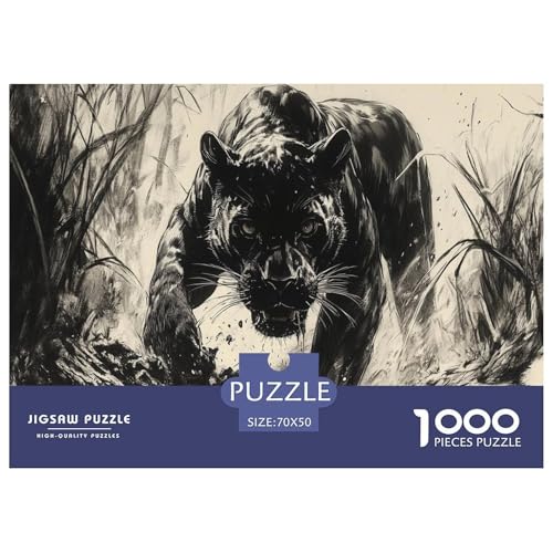 Leopard Puzzles 1000-teilige Schwer Puzzle Spielzeug Lernspiel Impossible Herausforderungsspielzeug Für Erwachsene Kinder 70x50cm/1000pcs von JLZBXCUER