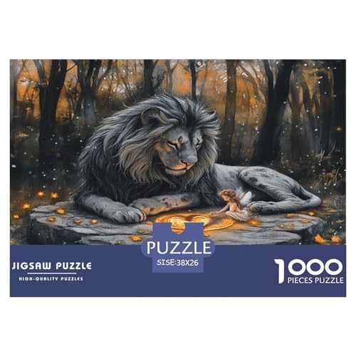 Löwen Puzzle 1000 Teile Schwer Puzzle Spielzeug Lernspiel Impossible Herausforderungsspielzeug Für Erwachsene Kinder 38x26cm/1000pcs von JLZBXCUER