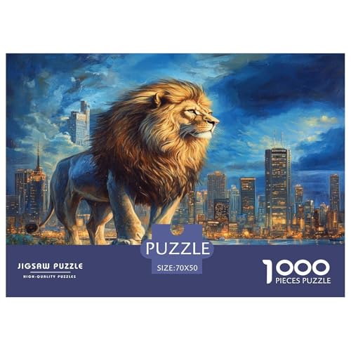 Löwen Puzzle 1000 Teile Schwer Puzzle Spielzeug Lernspiel Impossible Herausforderungsspielzeug Für Erwachsene Kinder 70x50cm/1000pcs von JLZBXCUER