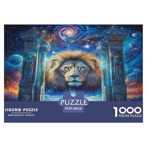 Löwen Puzzle 1000-teilige Schwer Puzzle Spielzeug Lernspiel Impossible Herausforderung Spielzeug Für Erwachsene Kinder 38x26cm/1000pcs von JLZBXCUER