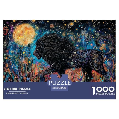 Löwen Puzzles 1000-teilige Schwer Puzzle Spielzeug Lernspiel Impossible Herausforderungsspielzeug Für Erwachsene Kinder 38x26cm/1000pcs von JLZBXCUER