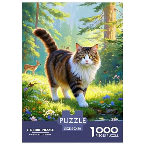 Maine Coon Puzzle 1000-teilige Schwer Puzzle Spielzeug Lernspiel Impossible Herausforderungsspielzeug Für Erwachsene Kinder 70x50cm/1000pcs von JLZBXCUER