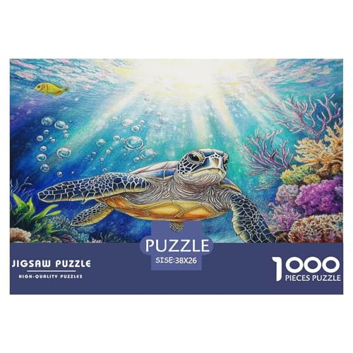 Meeresschildkröte Puzzle 1000-teilige Schwer Puzzle Spielzeug Lernspiel Impossible Herausforderungsspielzeug Für Erwachsene Und Kinder Ab 12 Jahren 38x26cm/1000pcs von JLZBXCUER