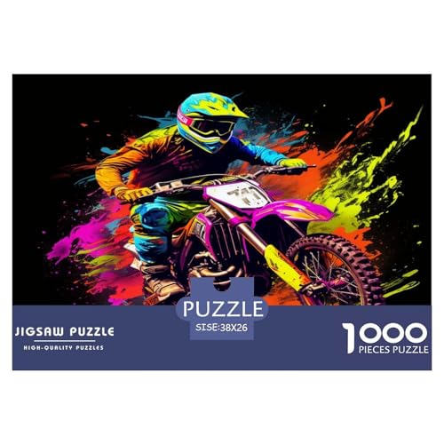 Motorrad Puzzles 1000-teilige Schwer Puzzle Spielzeug Lernspiel Impossible Herausforderungsspielzeug Für Erwachsene Kinder 38x26cm/1000pcs von JLZBXCUER