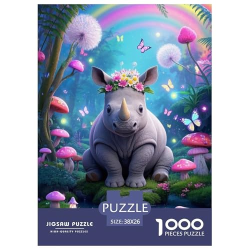 Nashörner Puzzle 1000-teilige Schwer Puzzle Spielzeug Lernspiel Impossible Herausforderungsspielzeug Für Erwachsene Und Kinder Ab 12 Jahren 38x26cm/1000pcs von JLZBXCUER