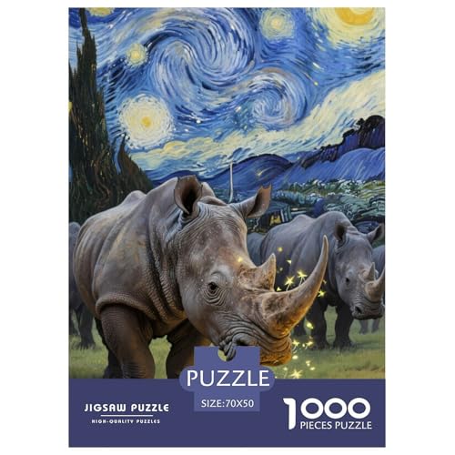 Nashörner Puzzles 1000 Teile Schwer Puzzle Spielzeug Lernspiel Impossible Herausforderungsspielzeug Für Erwachsene Und Kinder in Bewährter 70x50cm/1000pcs von JLZBXCUER