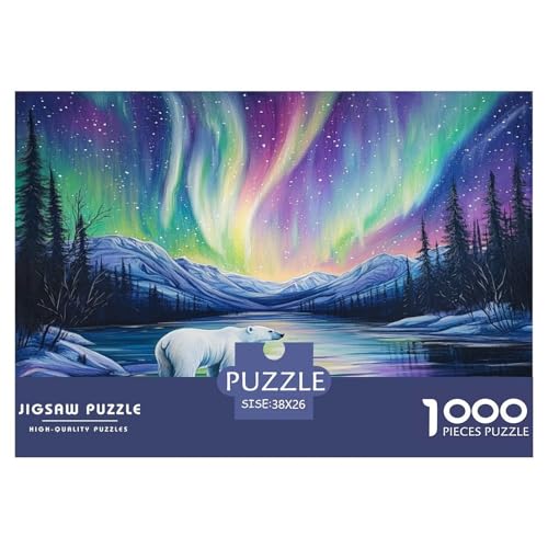 Nordlichter Puzzle 1000 Teile Schwer Puzzle Spielzeug Lernspiel Impossible Herausforderungsspielzeug Für Erwachsene Kinder 38x26cm/1000pcs von JLZBXCUER