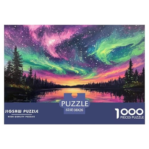 Nordlichter Puzzle 1000-teilige Schwer Puzzle Spielzeug Lernspiel Impossible Herausforderung Spielzeug Für Erwachsene Kinder 38x26cm/1000pcs von JLZBXCUER