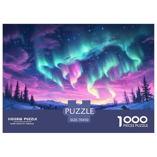 Nordlichter Puzzles 1000-teilige Schwer Puzzle Spielzeug Lernspiel Impossible Herausforderungsspielzeug Für Erwachsene Kinder 70x50cm/1000pcs von JLZBXCUER