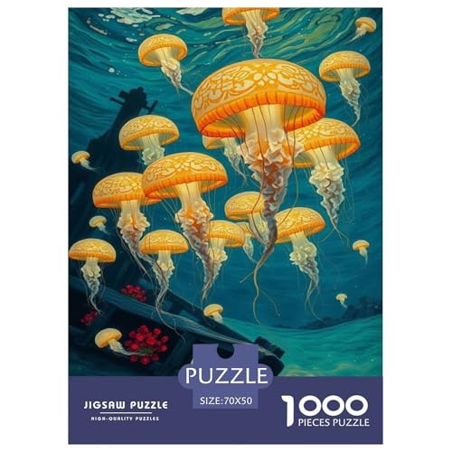Ölmalerei Jellyfish Puzzles 1000 Teile Schwer Puzzle Spielzeug Lernspiel Impossible Herausforderungsspielzeug Für Erwachsene Kinder 70x50cm/1000pcs von JLZBXCUER