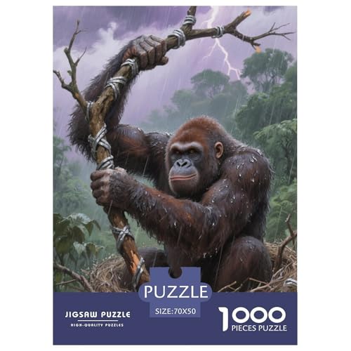 Orangutan Puzzle 1000-teilige Schwer Puzzle Spielzeug Lernspiel Impossible Herausforderungsspielzeug Für Erwachsene Kinder 70x50cm/1000pcs von JLZBXCUER