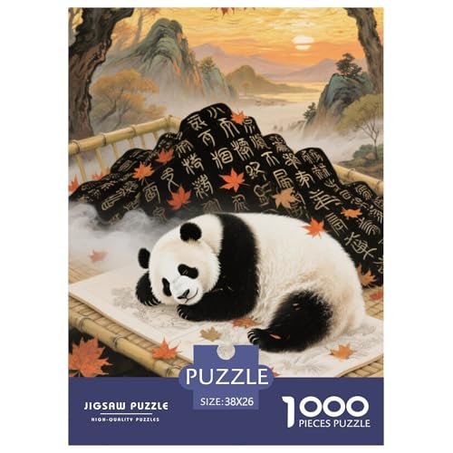 Panda Puzzles 1000 Teile Schwer Puzzle Spielzeug Lernspiel Impossible Herausforderungsspielzeug Für Erwachsene Kinder 38x26cm/1000pcs von JLZBXCUER