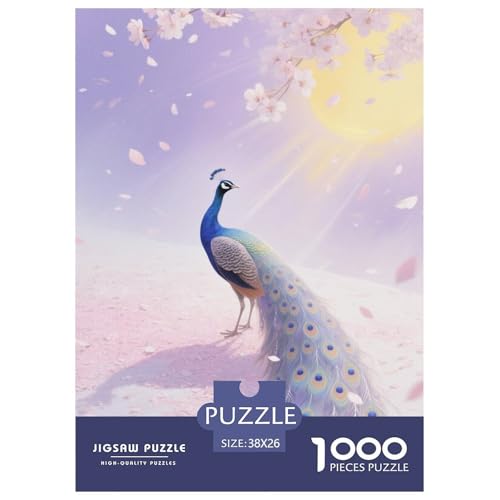 Pfauen Puzzle 1000 Teile Schwer Puzzle Spielzeug Lernspiel Impossible Herausforderungsspielzeug Für Erwachsene Kinder 38x26cm/1000pcs von JLZBXCUER