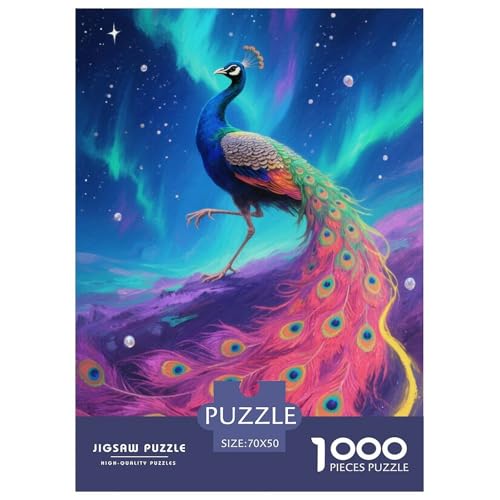 Pfauen Puzzle 1000-teilige Schwer Puzzle Spielzeug Lernspiel Impossible Herausforderungsspielzeug Für Erwachsene Kinder 70x50cm/1000pcs von JLZBXCUER