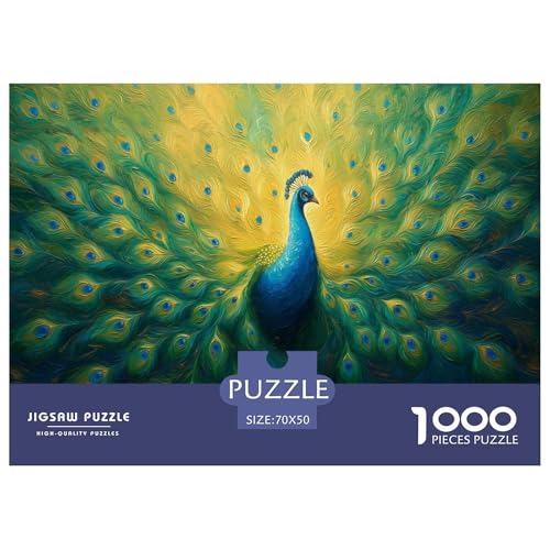 Pfauen Puzzle 1000-teilige Schwer Puzzle Spielzeug Pädagogisches Spiel Impossible Herausforderung Spielzeug Für Erwachsene Und Kinder Ab 12 Jahren 70x50cm/1000pcs von JLZBXCUER