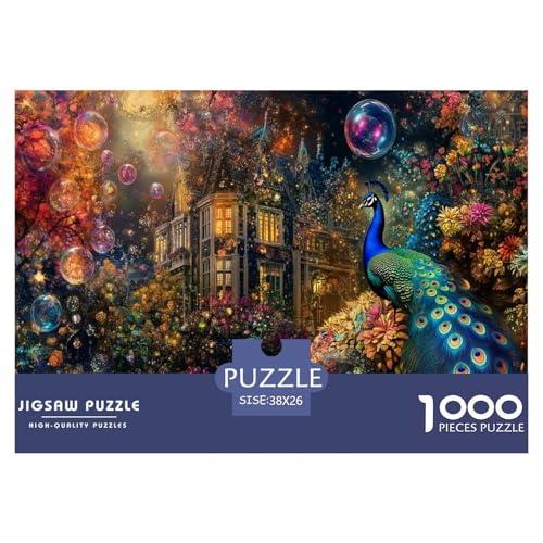 Pfauen Puzzles 1000-teilige Schwer Puzzle Spielzeug Lernspiel Impossible Herausforderungsspielzeug Für Erwachsene Kinder 38x26cm/1000pcs von JLZBXCUER