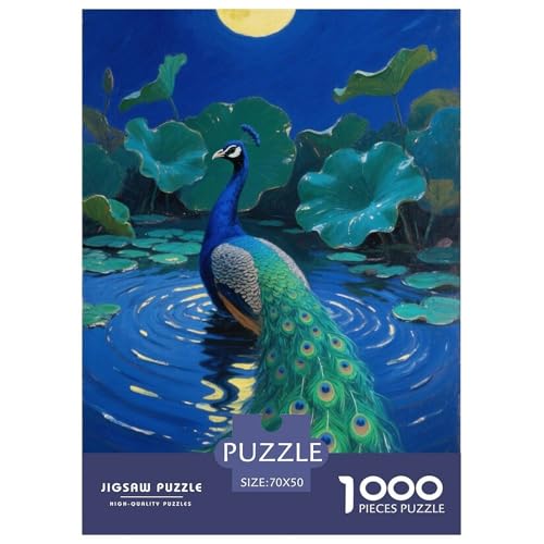 Pfauen Puzzles 1000-teilige Schwer Puzzle Spielzeug Lernspiel Impossible Herausforderungsspielzeug Für Erwachsene Kinder 70x50cm/1000pcs von JLZBXCUER