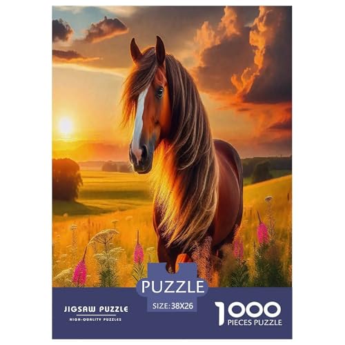 Pferd Puzzle 1000 Teile Schwer Puzzle Spielzeug Lernspiel Impossible Herausforderungsspielzeug Für Erwachsene Kinder 38x26cm/1000pcs von JLZBXCUER